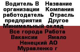 Водитель В › Название организации ­ Компания-работодатель › Отрасль предприятия ­ Другое › Минимальный оклад ­ 1 - Все города Работа » Вакансии   . Ямало-Ненецкий АО,Муравленко г.